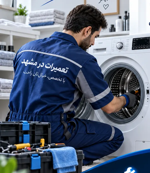 تصویر تبلیغاتی تعمیرکار و ایرادهای رایج ماشین لباسشویی